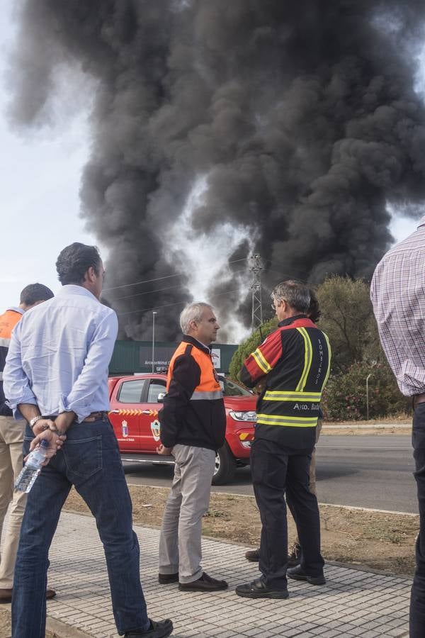 Fotos: Columna de humo causada por el incendio de la panificadora en Badajoz