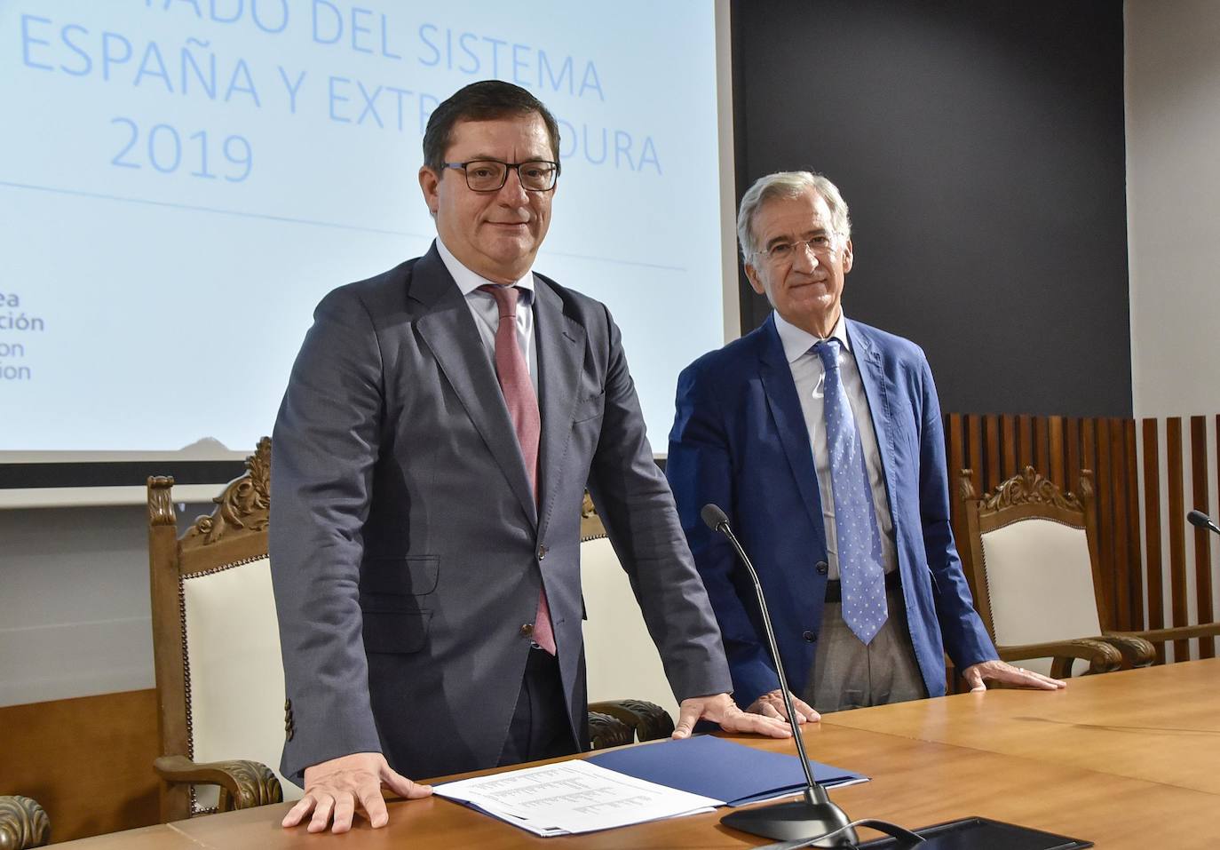 Fernando Seco y Miguel Ángel Sancho ayer en Badajoz :: Casimiro Moreno