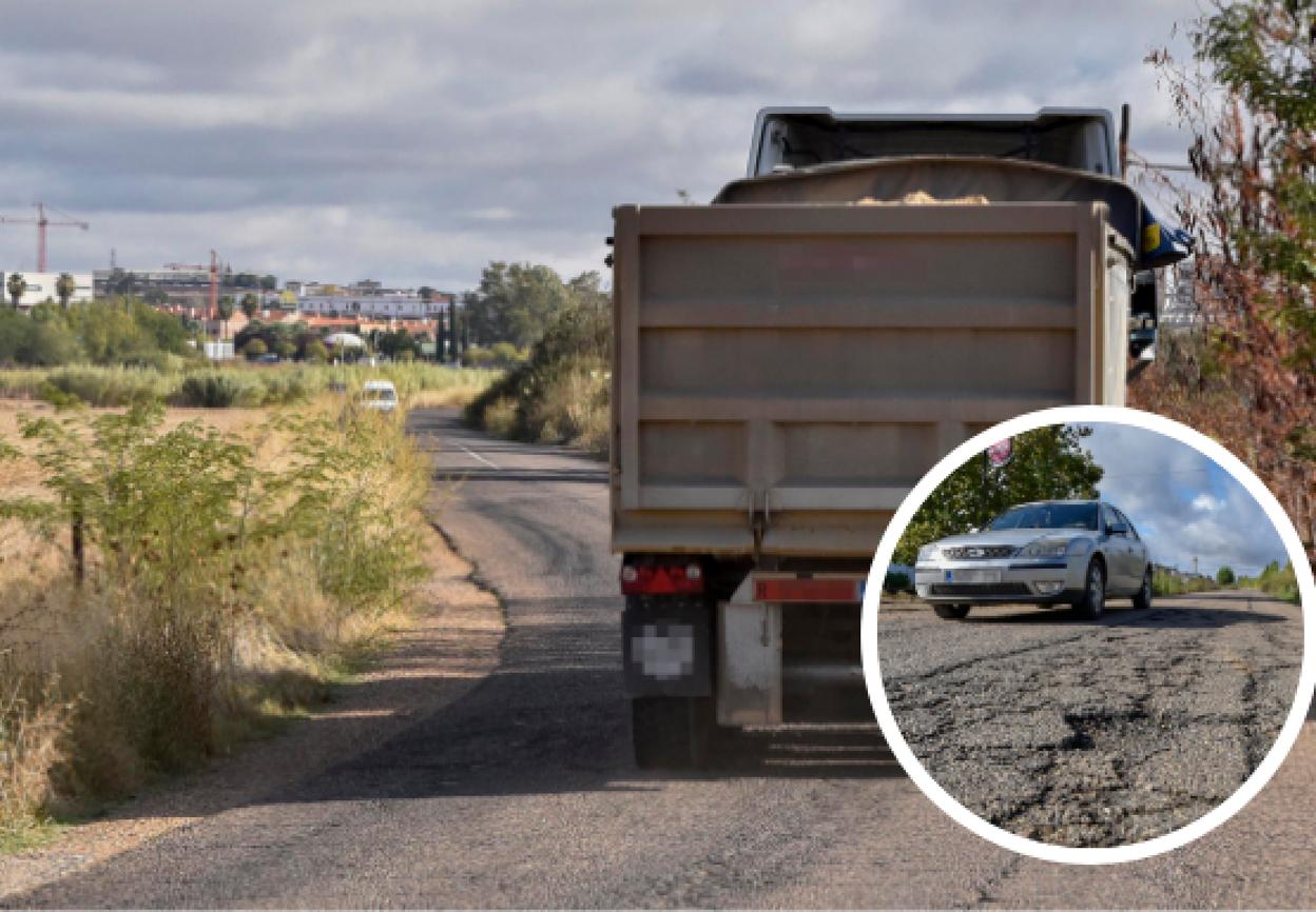 Un camión ocupa ambos carriles de la carretera del Rincón de Caya. :: casimiro moreno