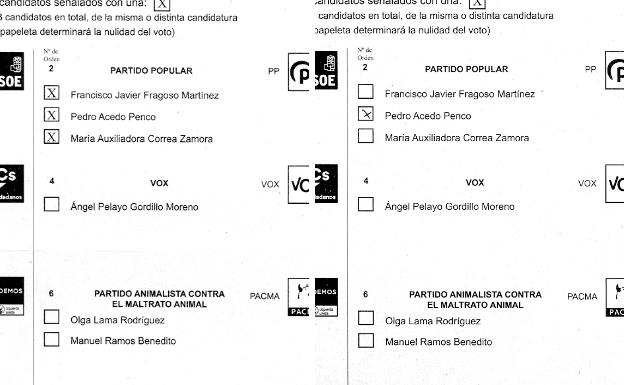 Papeleta remitida por el PP y voto para Acedo. :: 