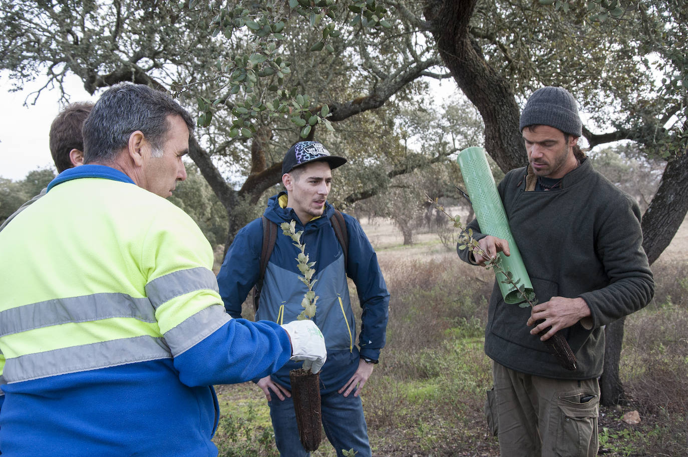 El lugar elegido en Badajoz para reforestar fue la parte alta del parque que perdió siete hectáreas en el incendio de 2017