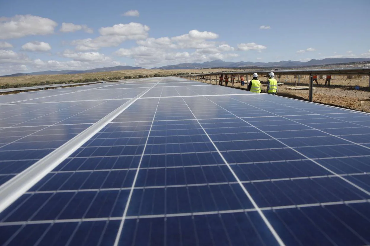 Instalación de placas solares en una planta fotovoltaica en construcción en la región. :: hoy