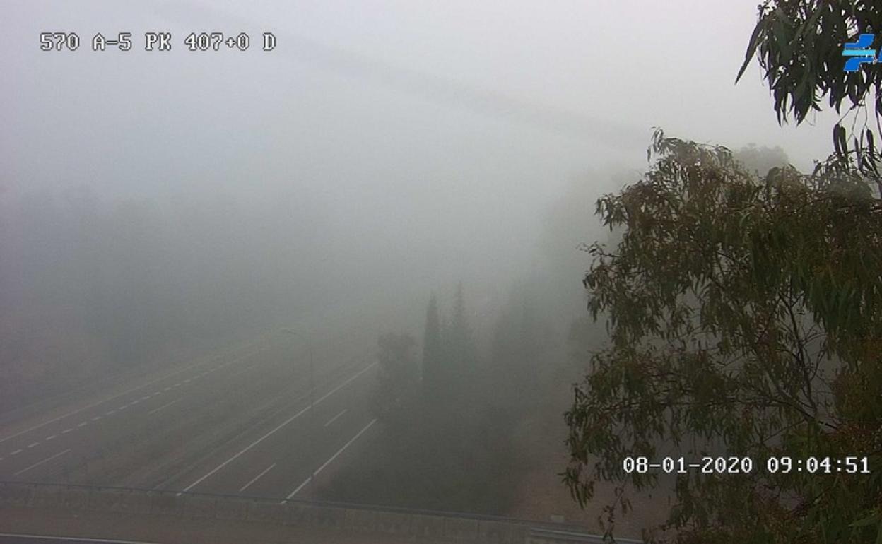 Niebla en la A-5, a la altura de Badajoz.