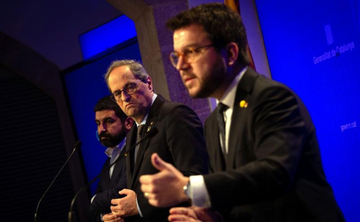 El president de la Generalitat, Quim Tora, y el vicepresident, Pere Aragonés 