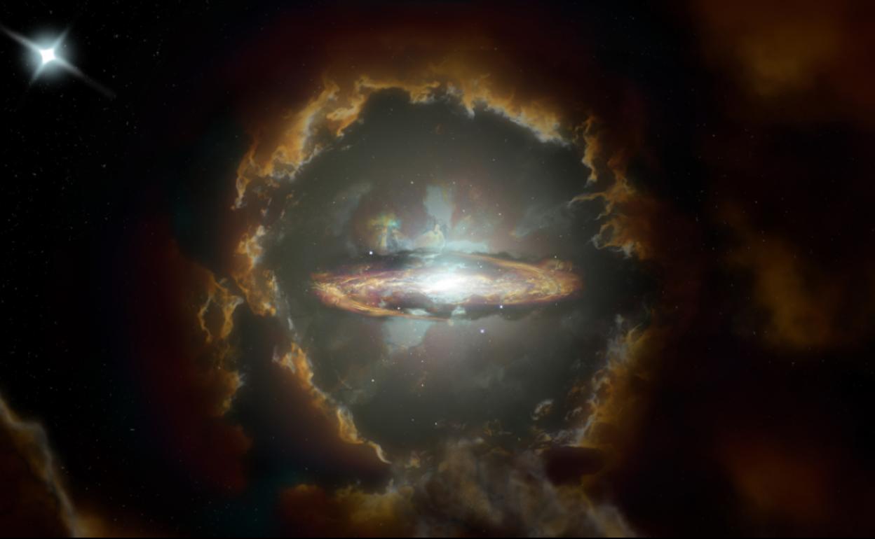 Imagen de la galaxia Wolfe Disk, la más lejana jamás observada.