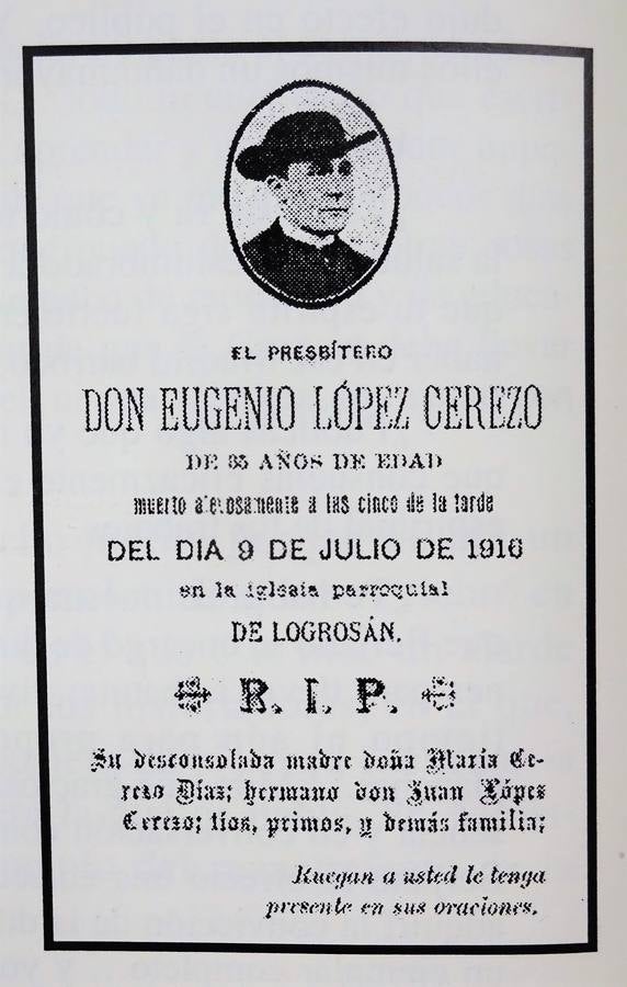 Esquela del cura asesinado. 