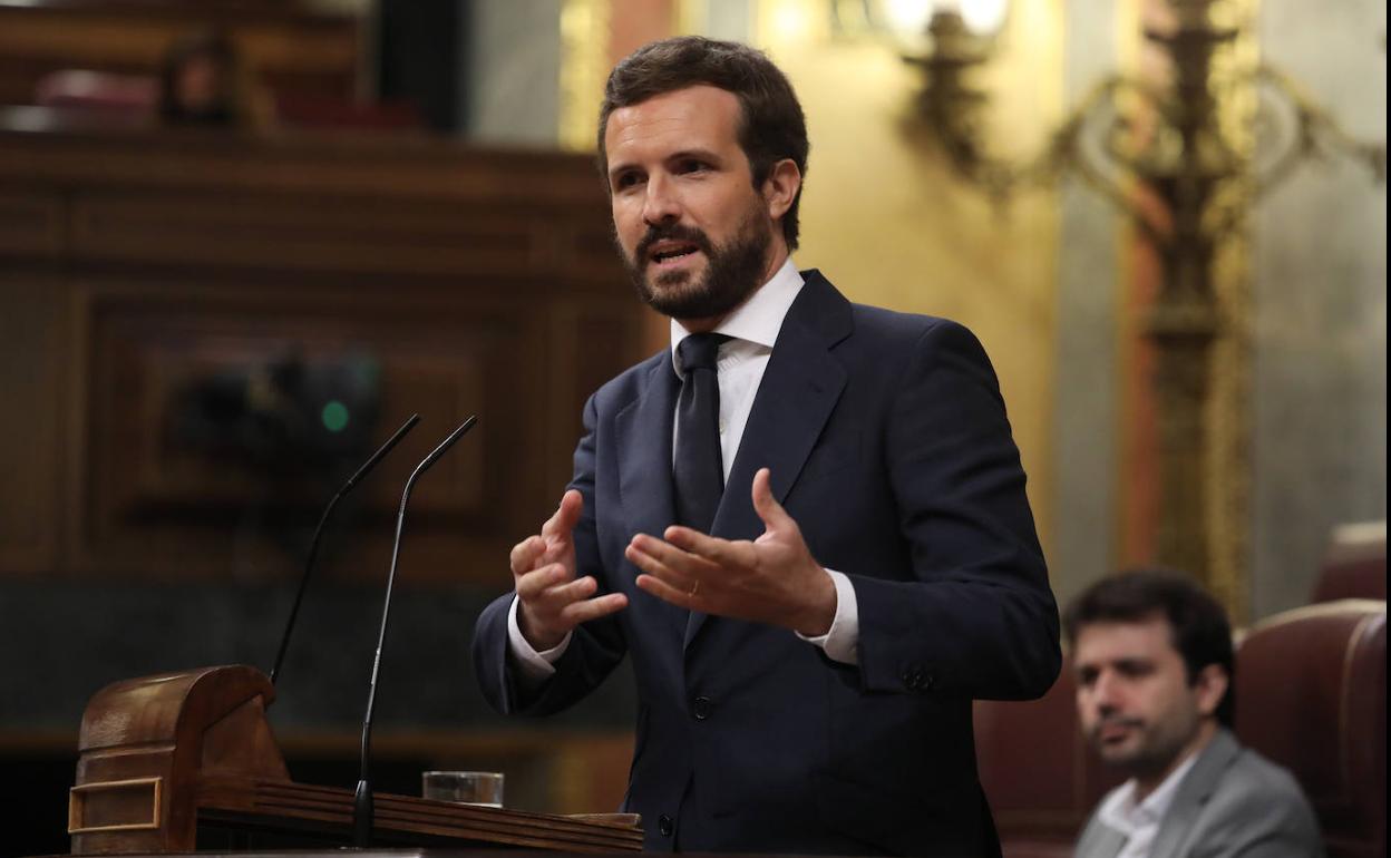 Casado interviene, en julio, en el pleno del Congreso sobre los acuerdos del Consejo Europeo.