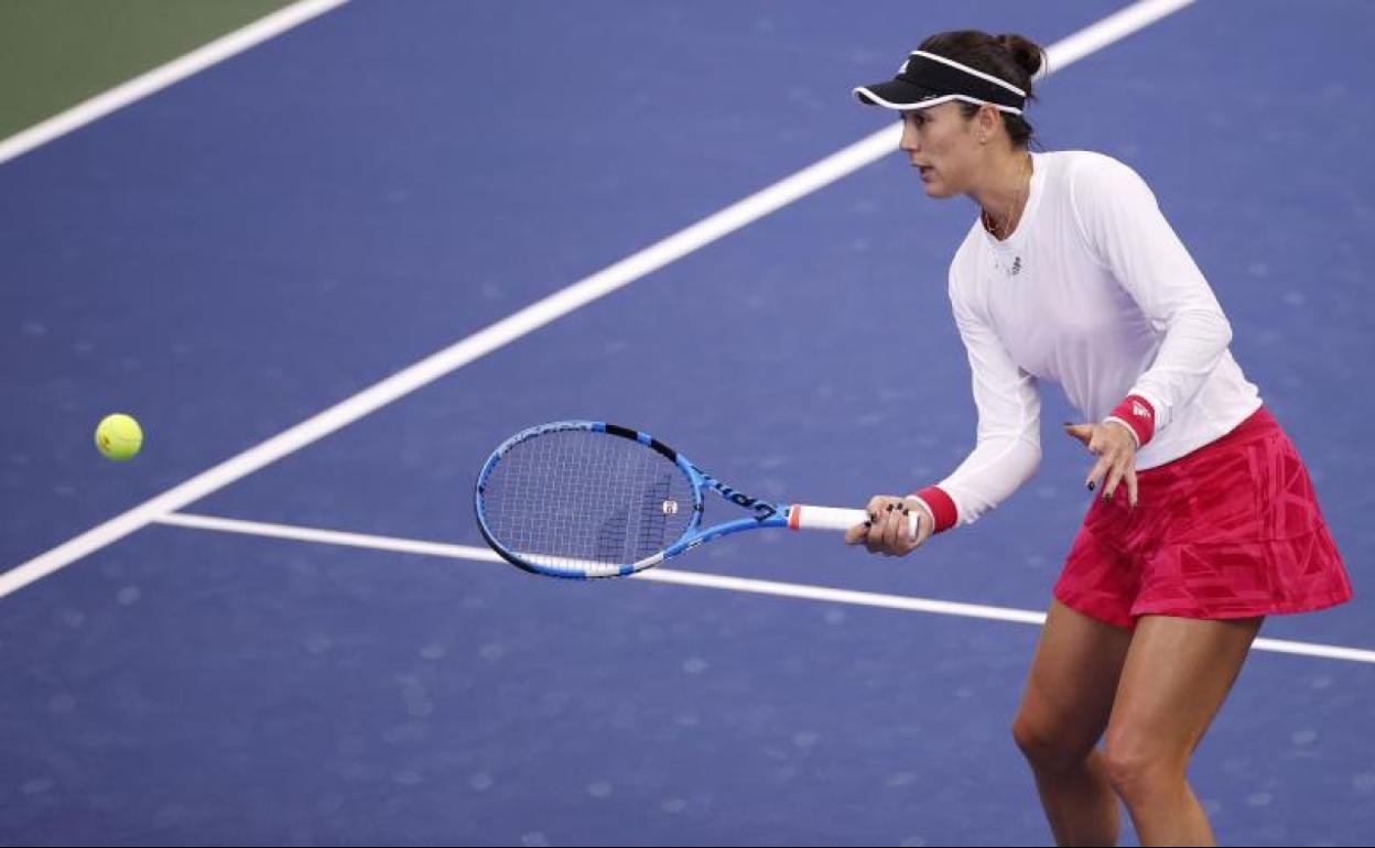 Garbiñe Muguruza, durante su partido ante Nao Hibino.