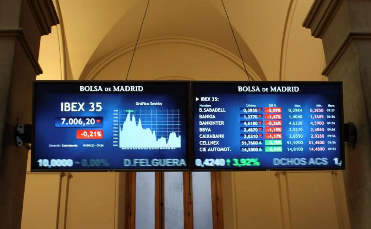 Pantallas en la Bolsa de Madrid 