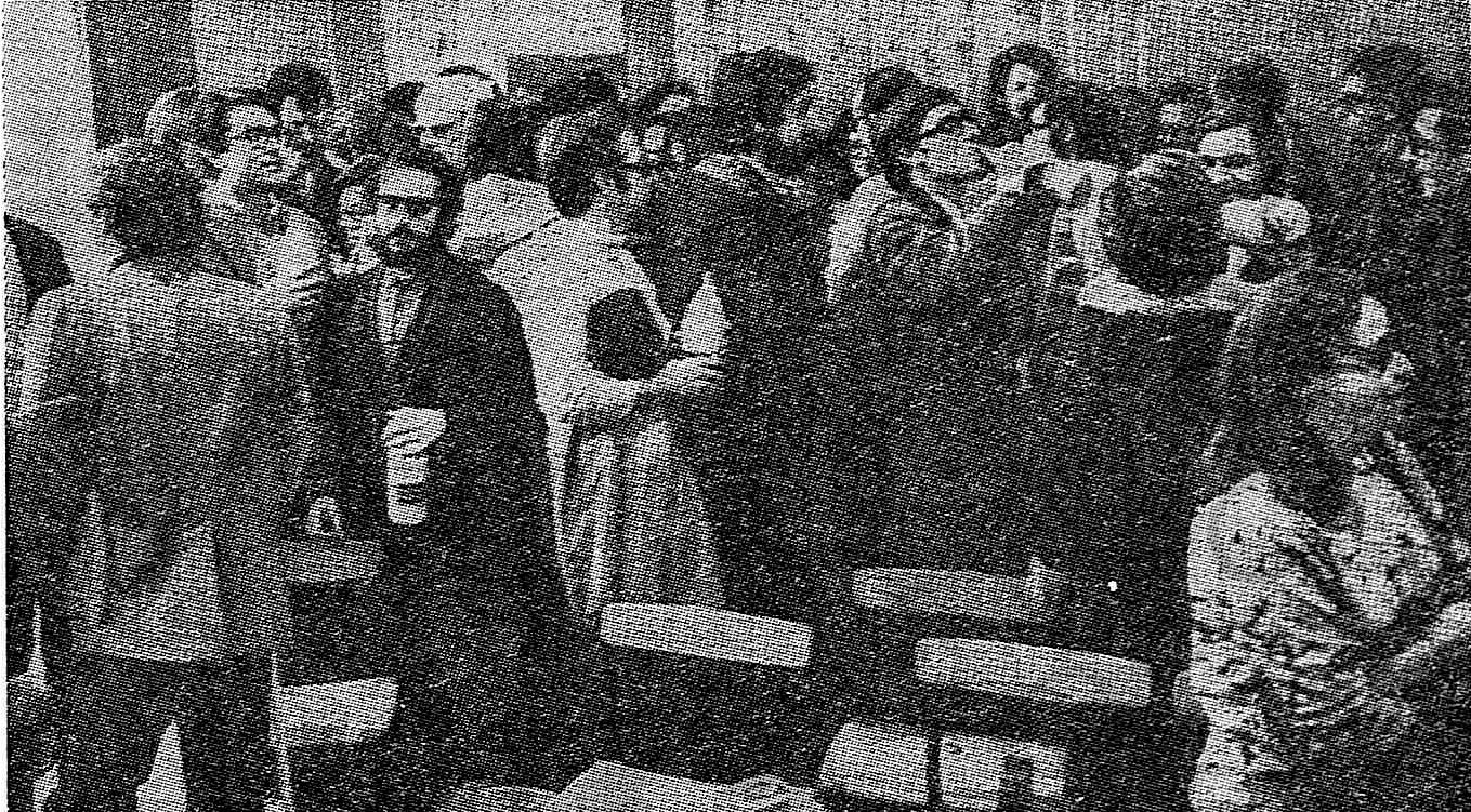 Intelectuales catalanes reunidos en Montserrat en protesta contra el proceso.