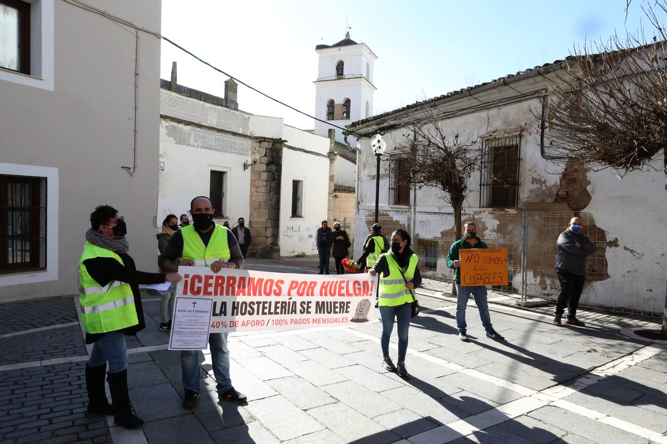 Manifestación de hosteleros en Mérida