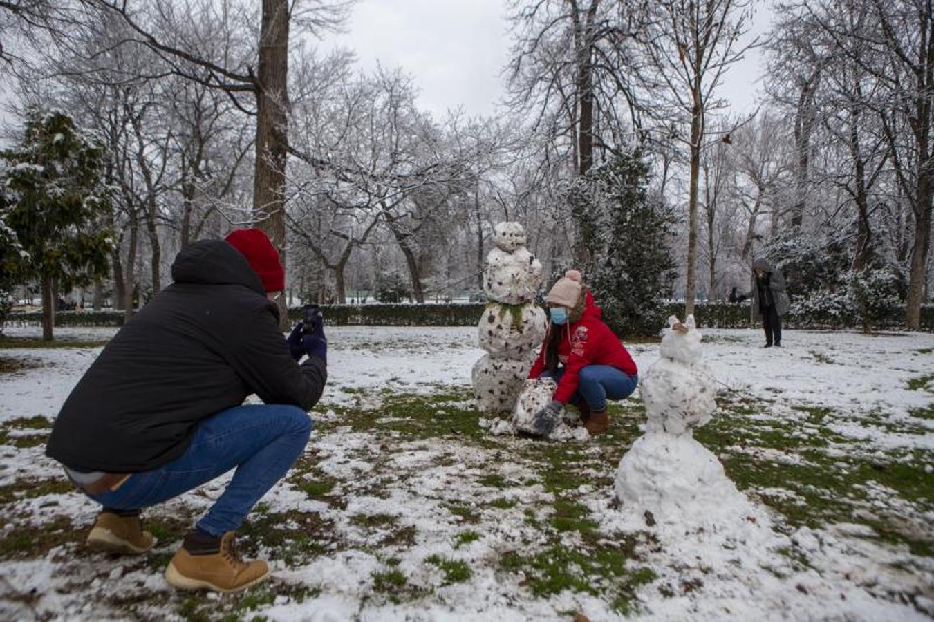 Nevada en los alrededores del parque del Retiro (Madrid).