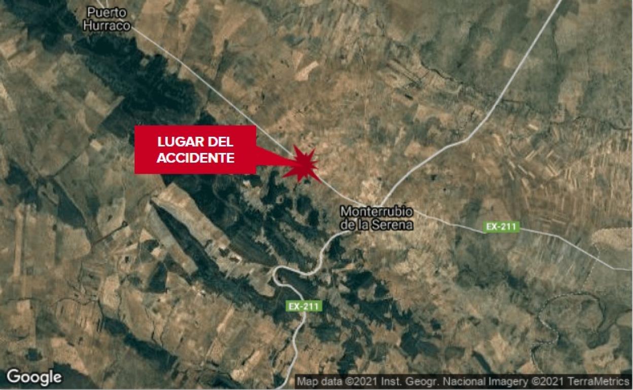 Herido un hombre de 37 años en una salida de vía en Monterrubio de la Serena