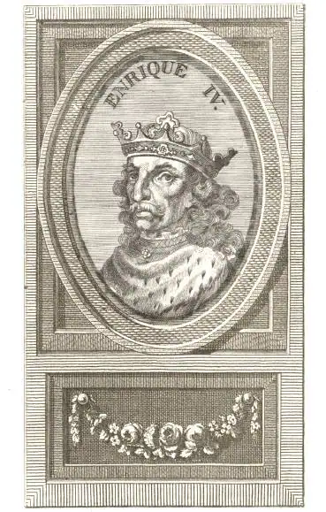 Grabado de 1794 de Enrique IV cuando ya debía de estar cerca de la edad de su merte, a los 49 años. 