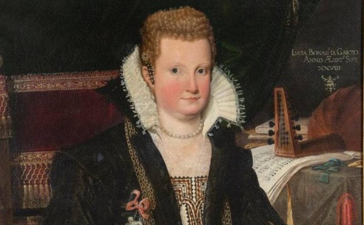 Detalle del 'Retrato de Lucia Bonasoni di Garzoni'. 