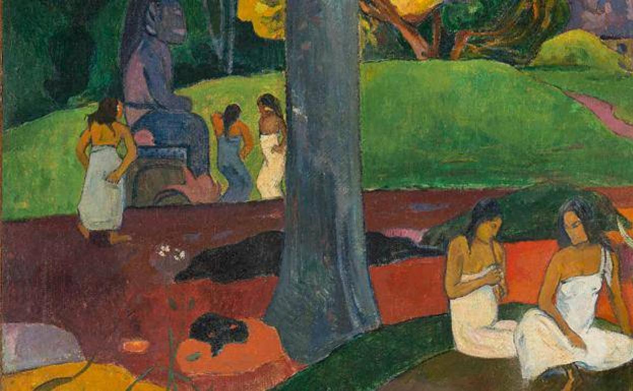 Detalle del 'Mata Mua' de Gauguin, que debe regresar más pronto que tarde al Palacio de Villahermosa. 