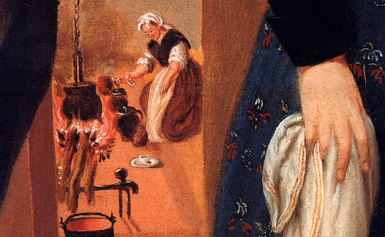 Cocina asturiana, detalle del retrato de doña María Teresa Álvarez Terrero, una obra de 1804.