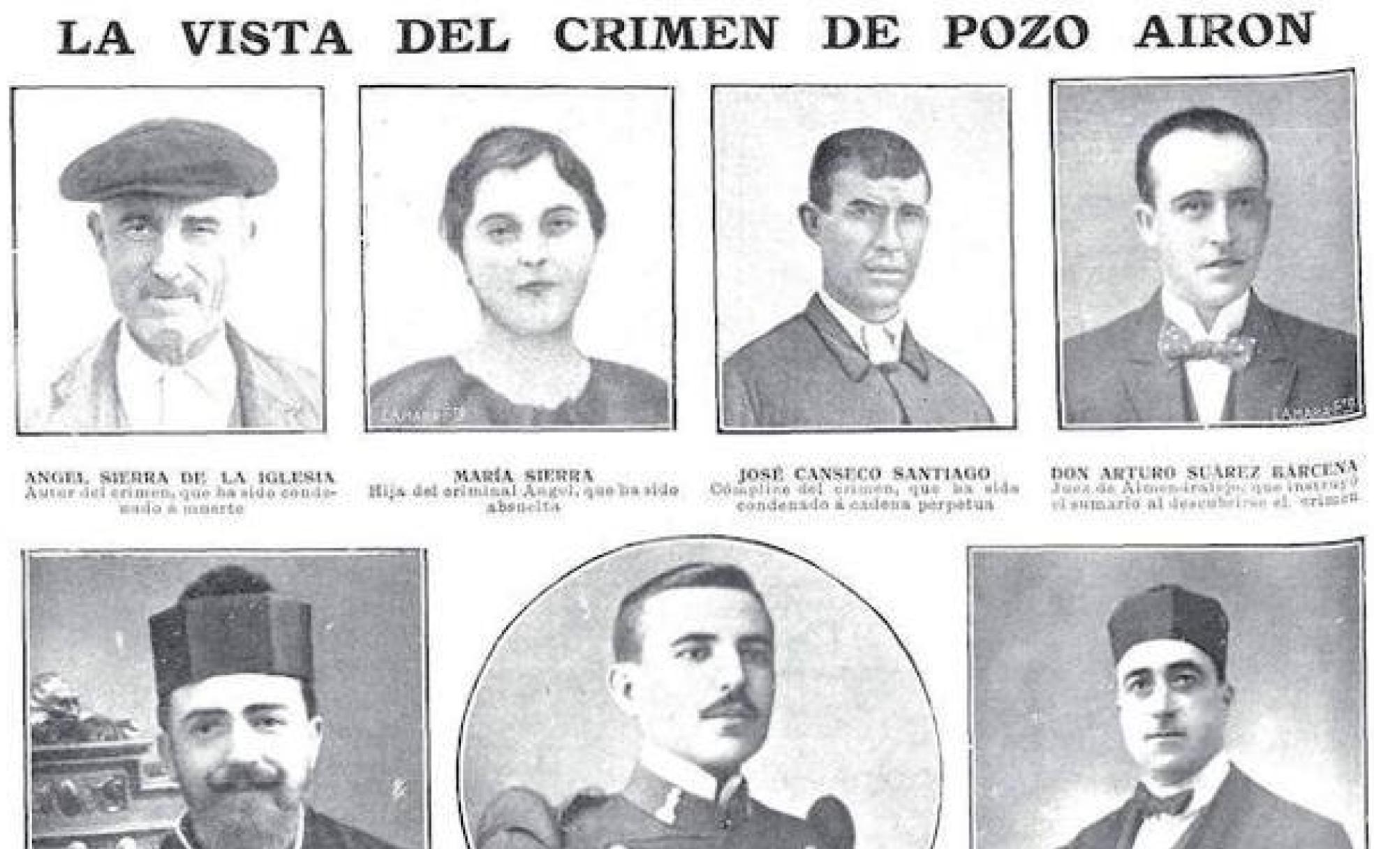 Retratos de los procesados, el juez y los abogados. 