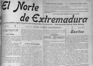 Imagen secundaria 1 - Imagen antigua de El Torno y noticias aparecidas en la prensa extremeña de la época. 