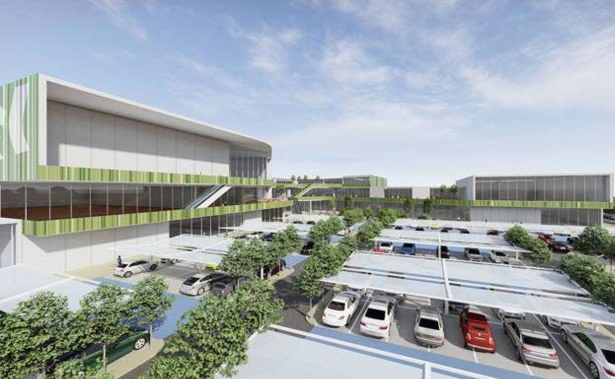 Imagen recreativa del futuro parque comercial en el antiguo matadero. 