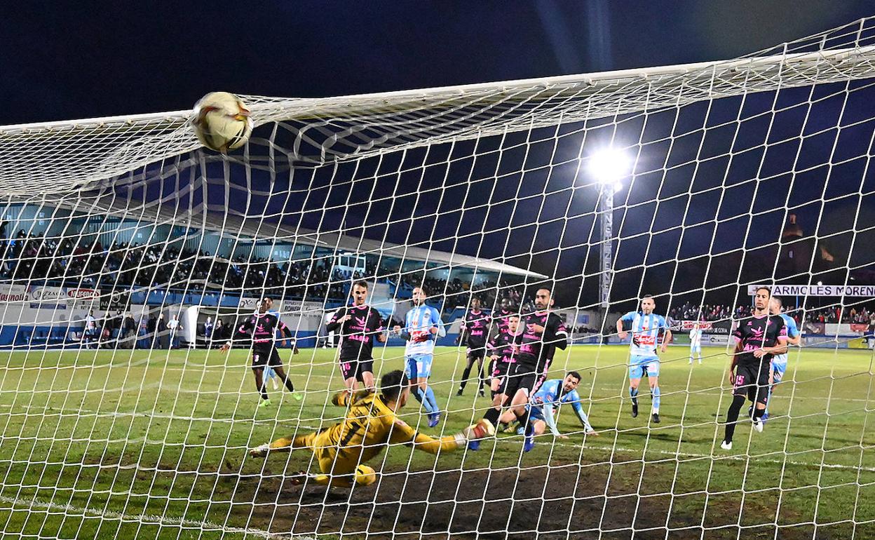 Gol del Coria que le dio la victoria este domingo en La Isla ante el Don Benito. 
