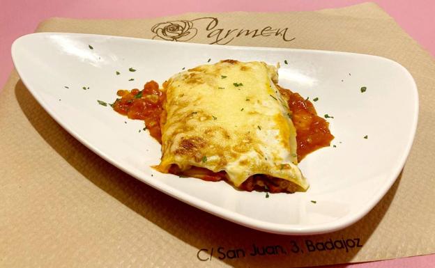 Canelones sin gluten y sin lactosa, ganadores de la última ruta de la tapa sin gluten de Badajoz.