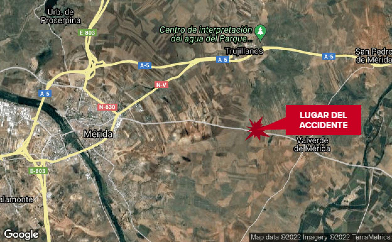 Cinco heridos tras un accidente múltiple cerca de Valverde de Mérida