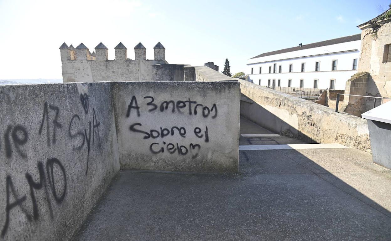 Dos de las pintadas que han realizado en la Alcazaba. 