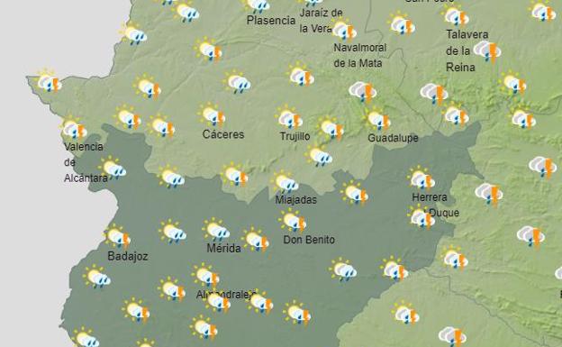 Previsión de la Aemet para el domingo por la tarde.