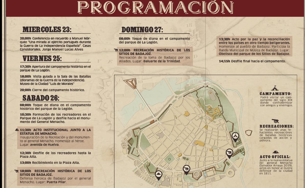 Los recreadores de Badajoz desfilando por el puente de Palmas. 