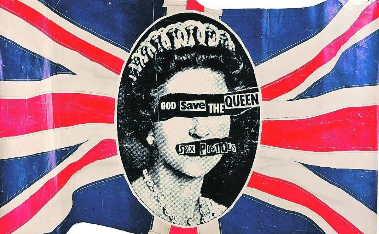 La portada original del sencillo de 'God Save The Queen', diseñada en 1977 por Jamie Reid. 