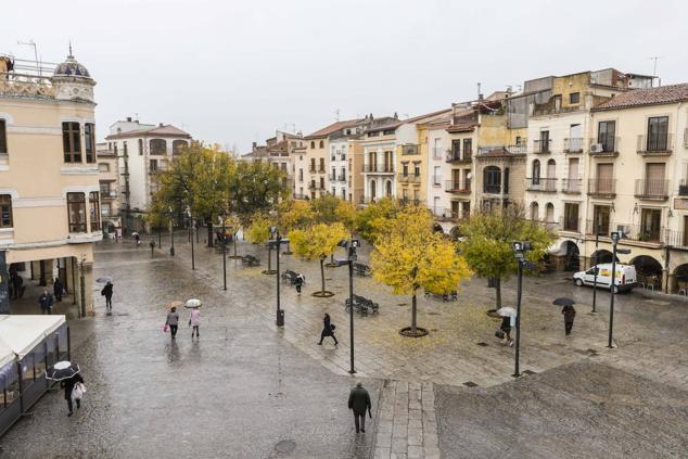 Imagen actual de la Plaza Mayor de Plasencia. 