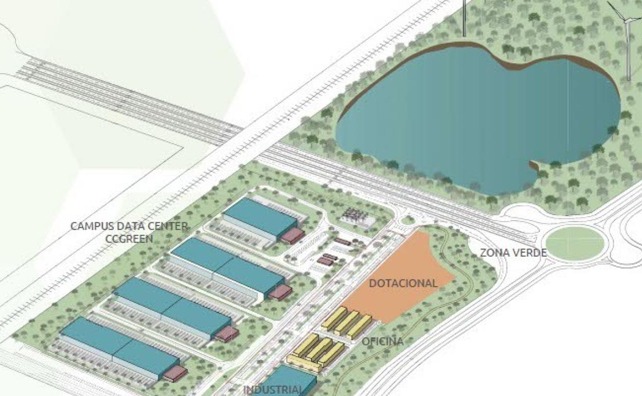 Recreación de los espacios que ocupará el 'data center' previsto en la primera fase de CC Green. 