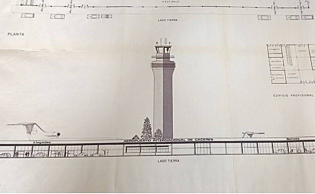 Plano del Aeropuerto Internacional de Cáceres, hecho hace 46 años, que se conserva en el Archivo Provincial de Cáceres. 