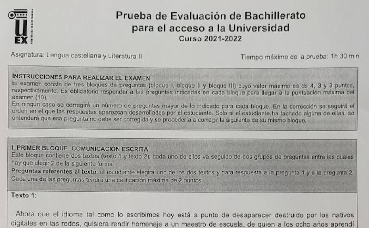 Así ha sido el examen de Lengua y Literatura, el primero de la EBAU