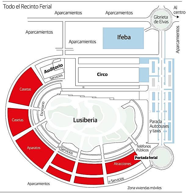 Plano para no perderse en el recinto ferial de Caya.