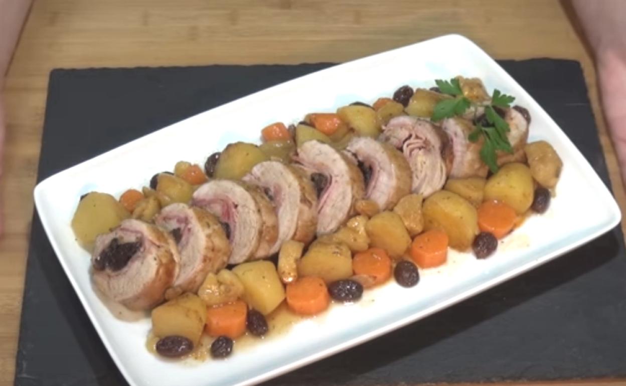 Estupendo aspecto de este plato de solomillo relleno.