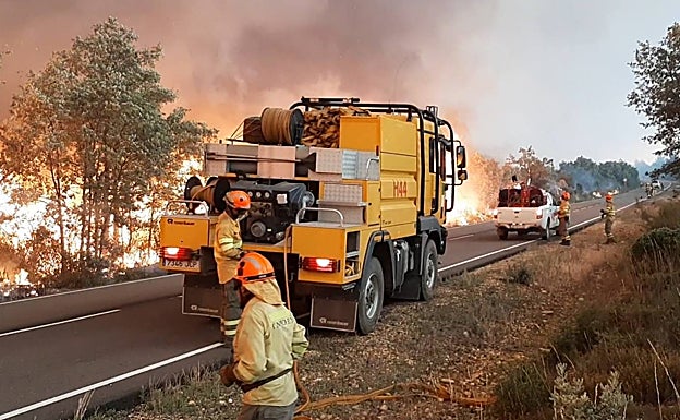 El camión del Infoex de Vegas de Coria, ayudando en Zamora. 