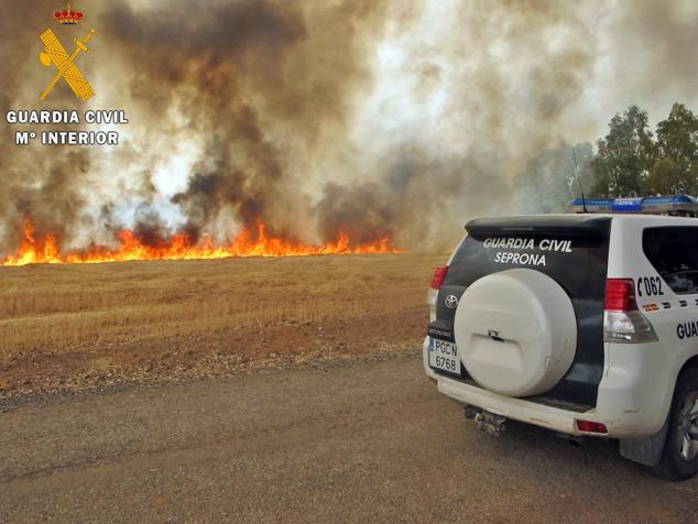 Imagen del incendio que afectó a Azuaga y Peraleja del Zaucejo.