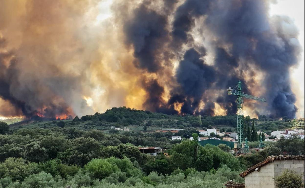 El fuego se ha reactivado en Santa Cruz de Paniagua.