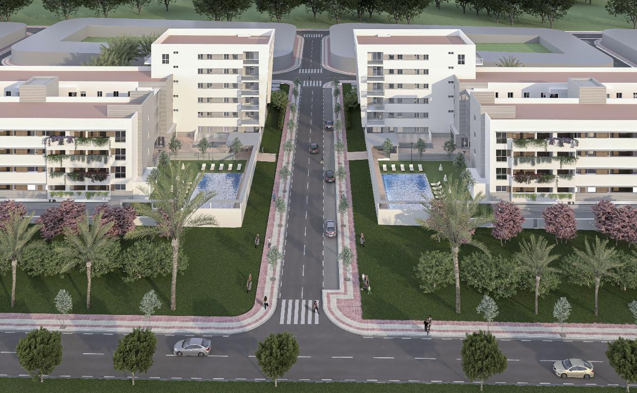 Recreación de la futura urbanización. 