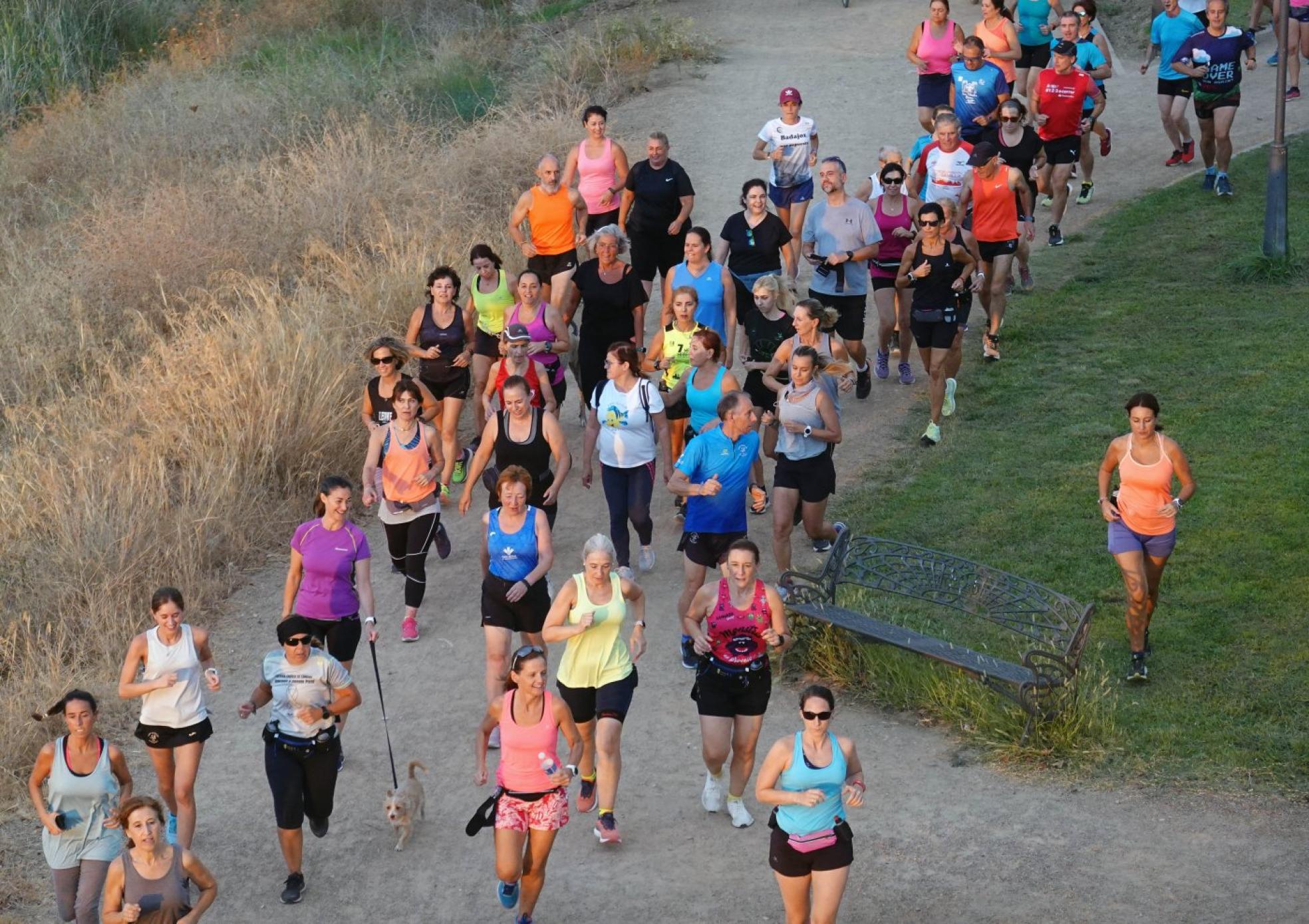 Los corredores en su primer día de vuelta a los entrenamientos en grupo. 