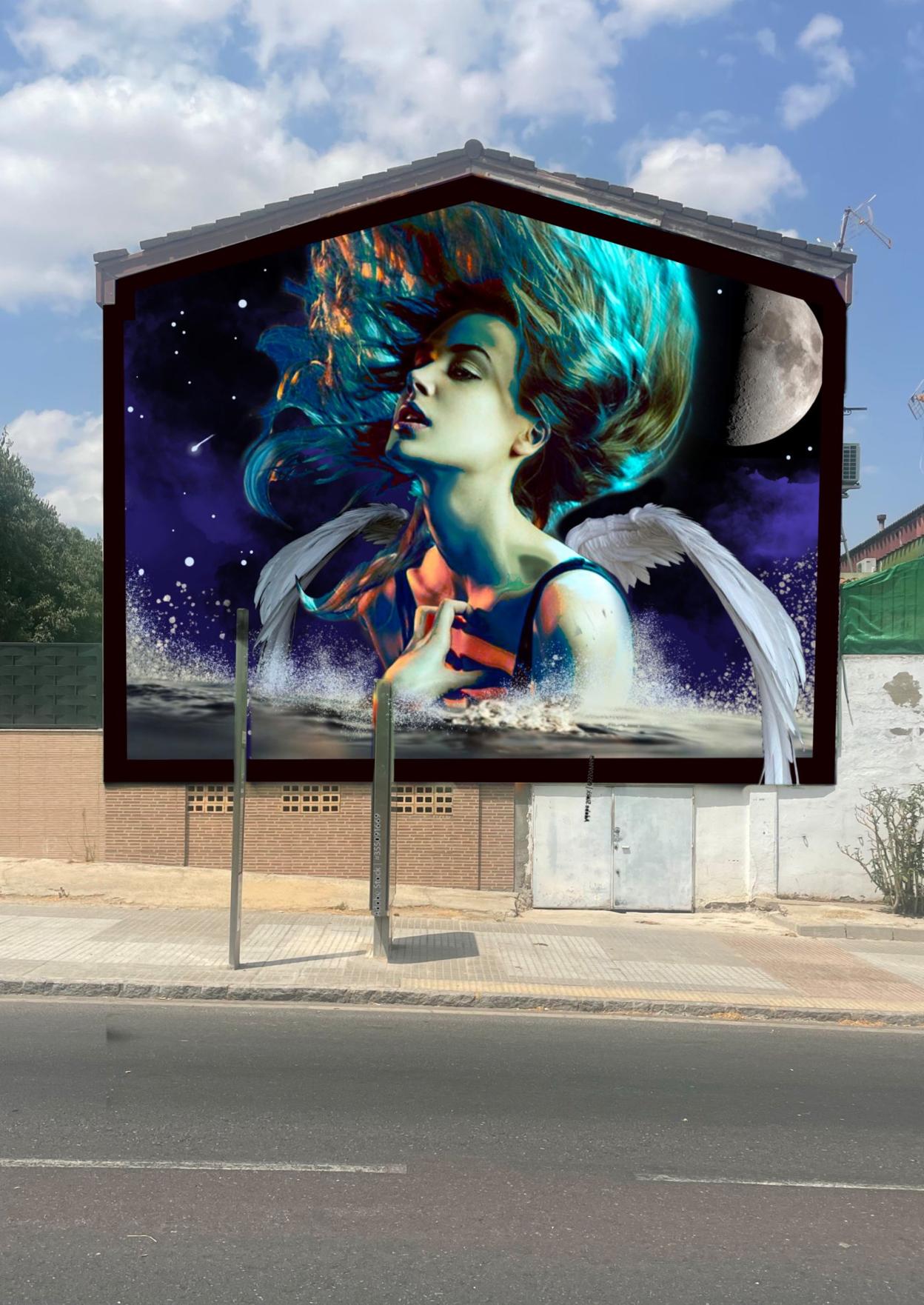 Boceto del grafiti que pintara Chino en el Cerro de Reyes. 