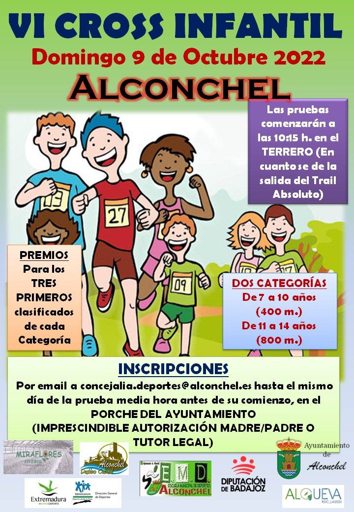 Cartel del VI Cross Infantil de Alconchel 2022. 