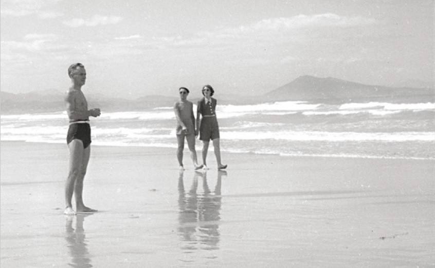 En la playa de Biarritz, en 1938.