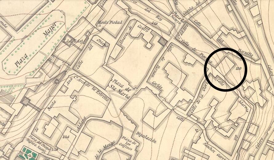 Plano de 1931 en el que la plazuela parece que está cerrada con un muro.