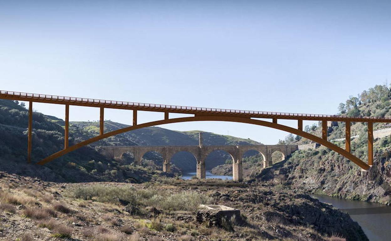 Recreación de cómo será el nuevo puente de Alcántara. 