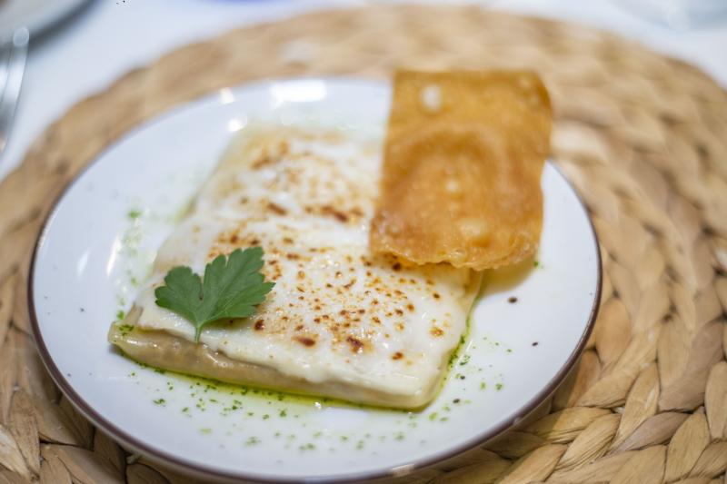 EL PALANCAR. Lasaña de boletus gratinado con queso de cabra viejo maestro. 