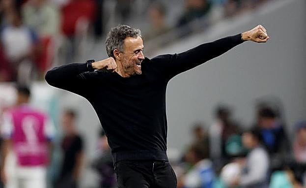 Luis Enrique celebra la goleada de España ante Costa Rica. 