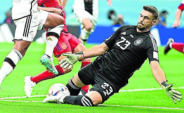 Unai Simón fue uno de los jugadores más destacados del partido contra Alemania.